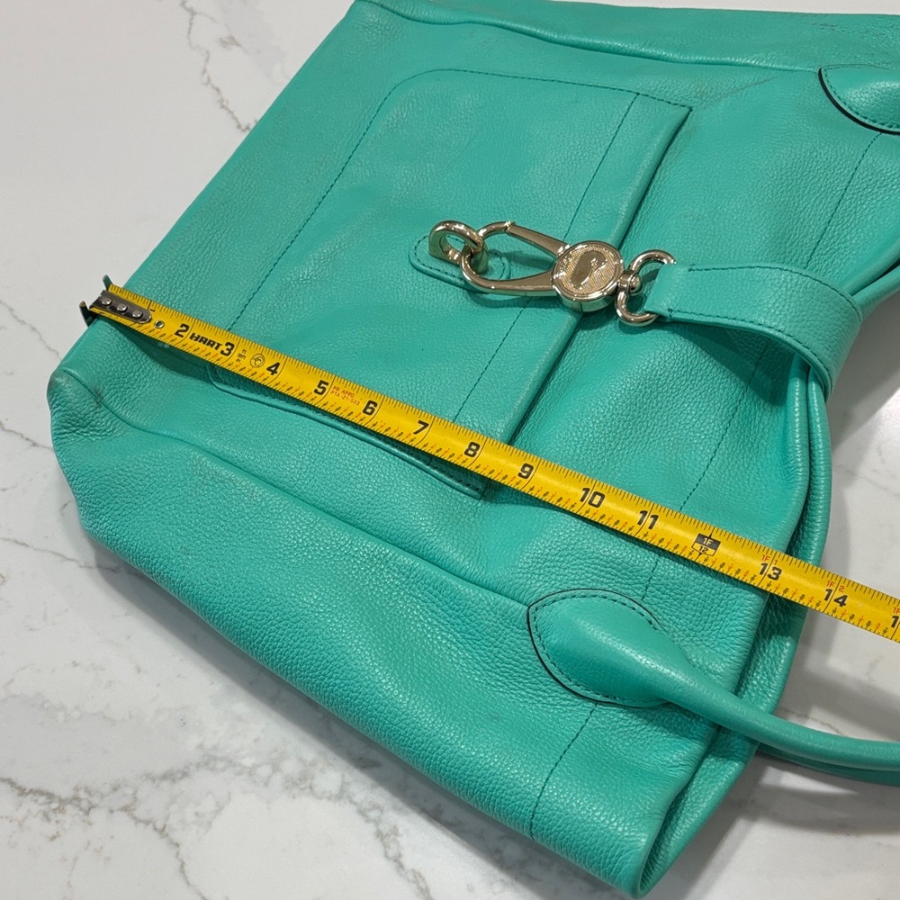 Dooney & Bourke Turquoise Leather Shoulder Bag with Gold Hardware - Picture 5 of 17